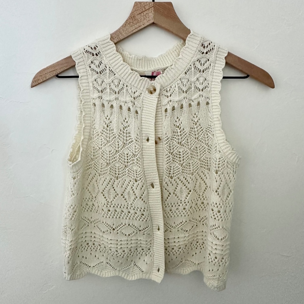 Cream Crochet Tank Vest